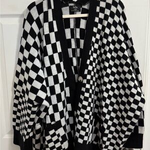 Dressed in LALA Black and White Checkered Cardigan